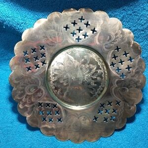 Vintage Brass Cut Out Decorative Candle Charger Plate vintage handmade